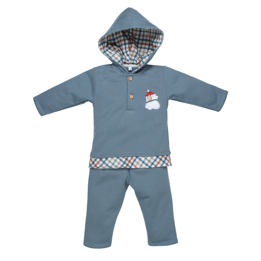 Chandal bebe verde combinado con cuadros perrito popys