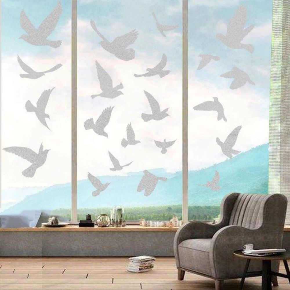 Om Home 23 pegatinas anticolisión para ventanas con diseño de pájaros - Protege tu puerta de cristal y salva a los pájaros