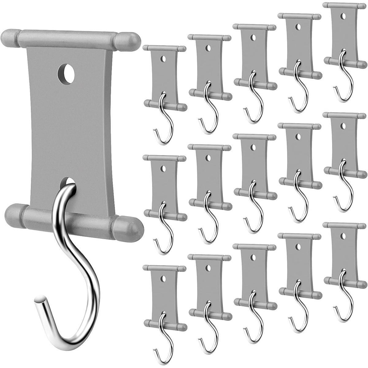 Juego de 16 clips para luces de toldo - Ganchos para toldo - Soportes de luz de doble cara para autocaravanas - Soportes para lámparas - Para colgar lámparas y ropa - Apto para rieles de 5/6 mm y 7/8 mm - Para autocaravanas, caravanas, tiendas de campaña