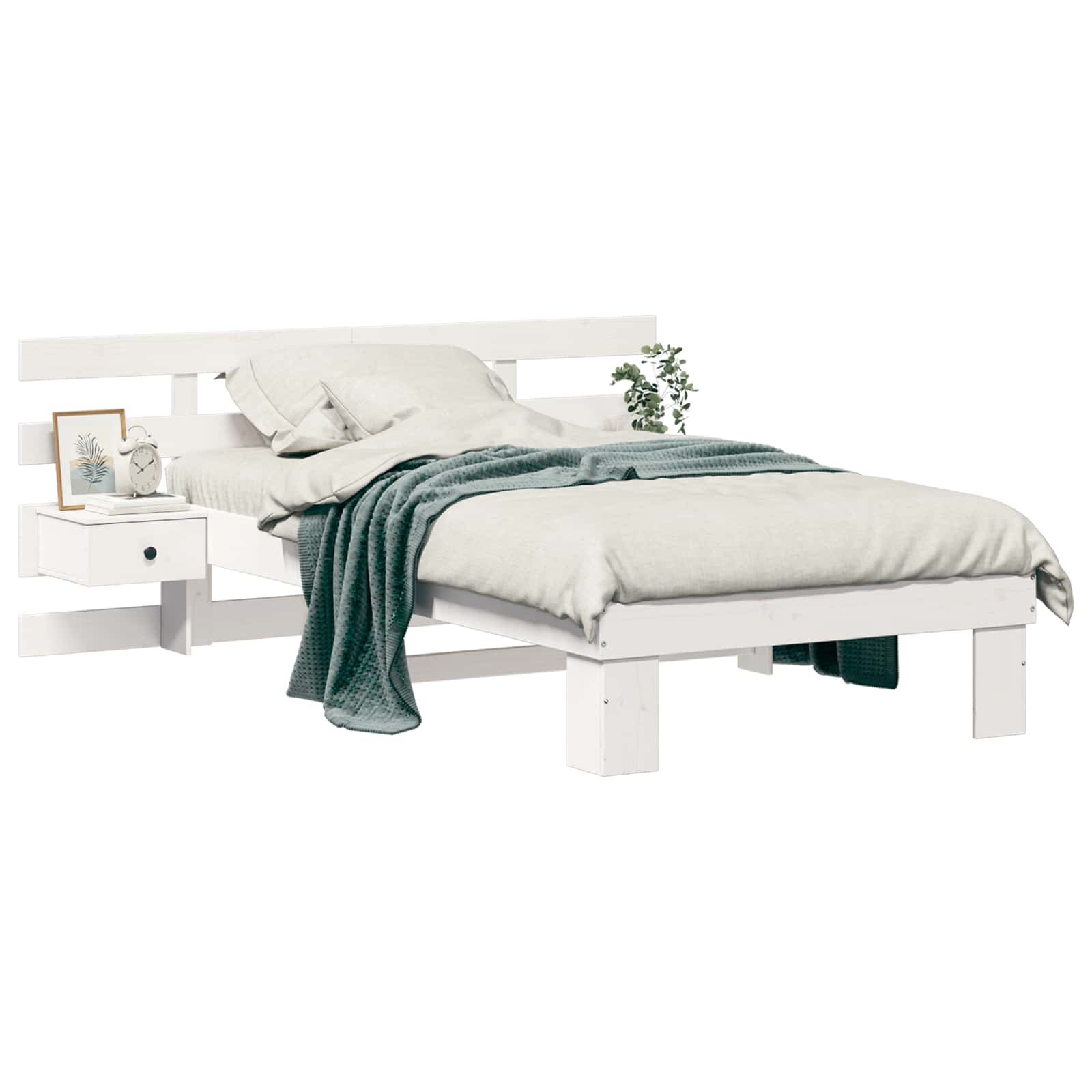 vidaXL Estructura de cama con cabecera Madera de pino macizo Cama Plataforma Multitalla