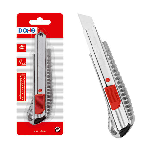 Dohe cutter de acero inoxidable - cuchillas tronzables de acero - sistema de bloqueo de cuchilla - blister individual