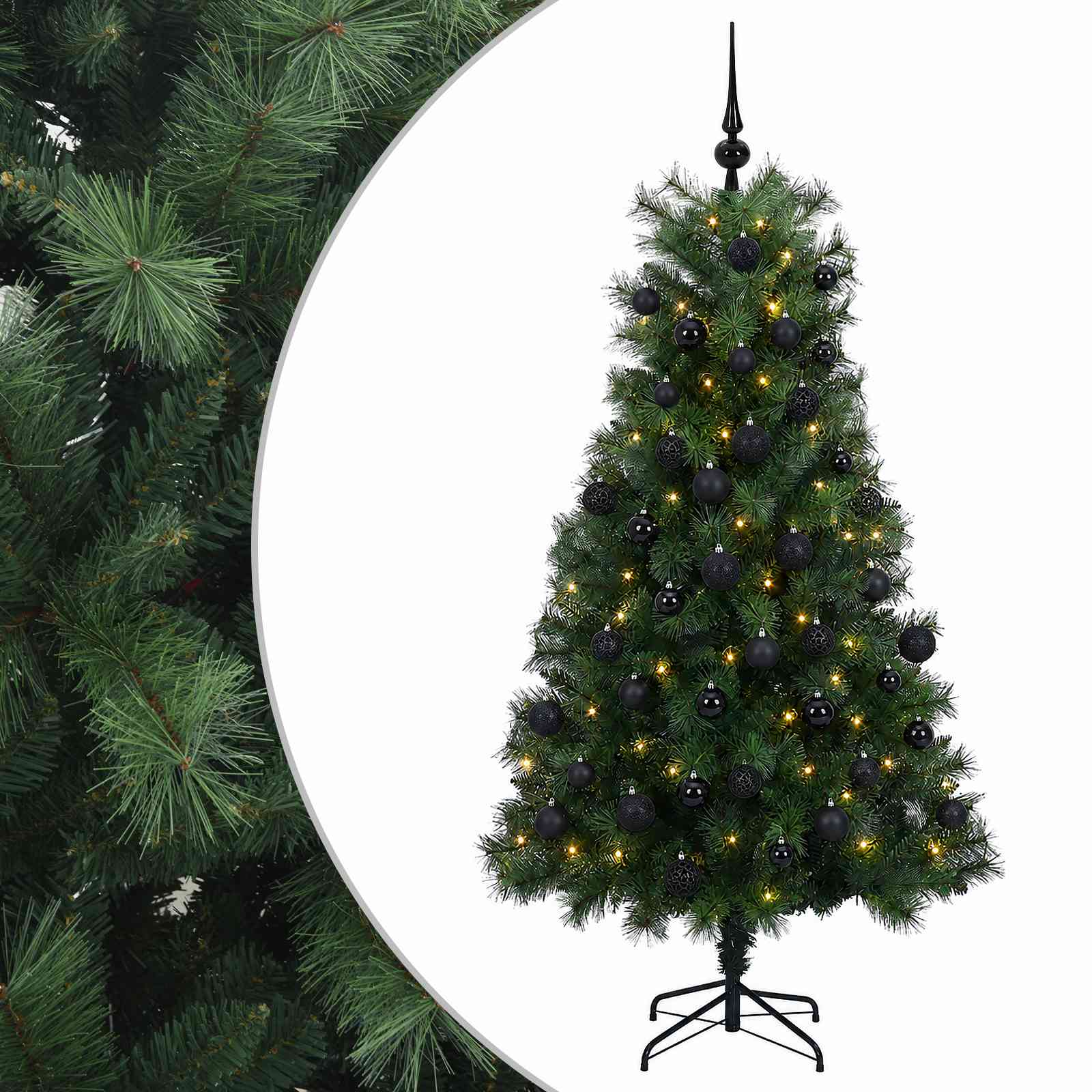 vidaXL Árbol de Navidad artificial de ramas plegables con bolas 210 cm