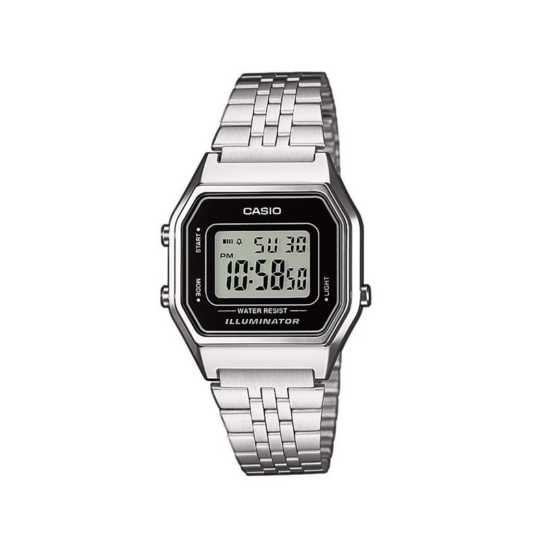 Reloj casio señora LA680WEA-1EF digital correa plateada esfera negra LA680WEA-1EF