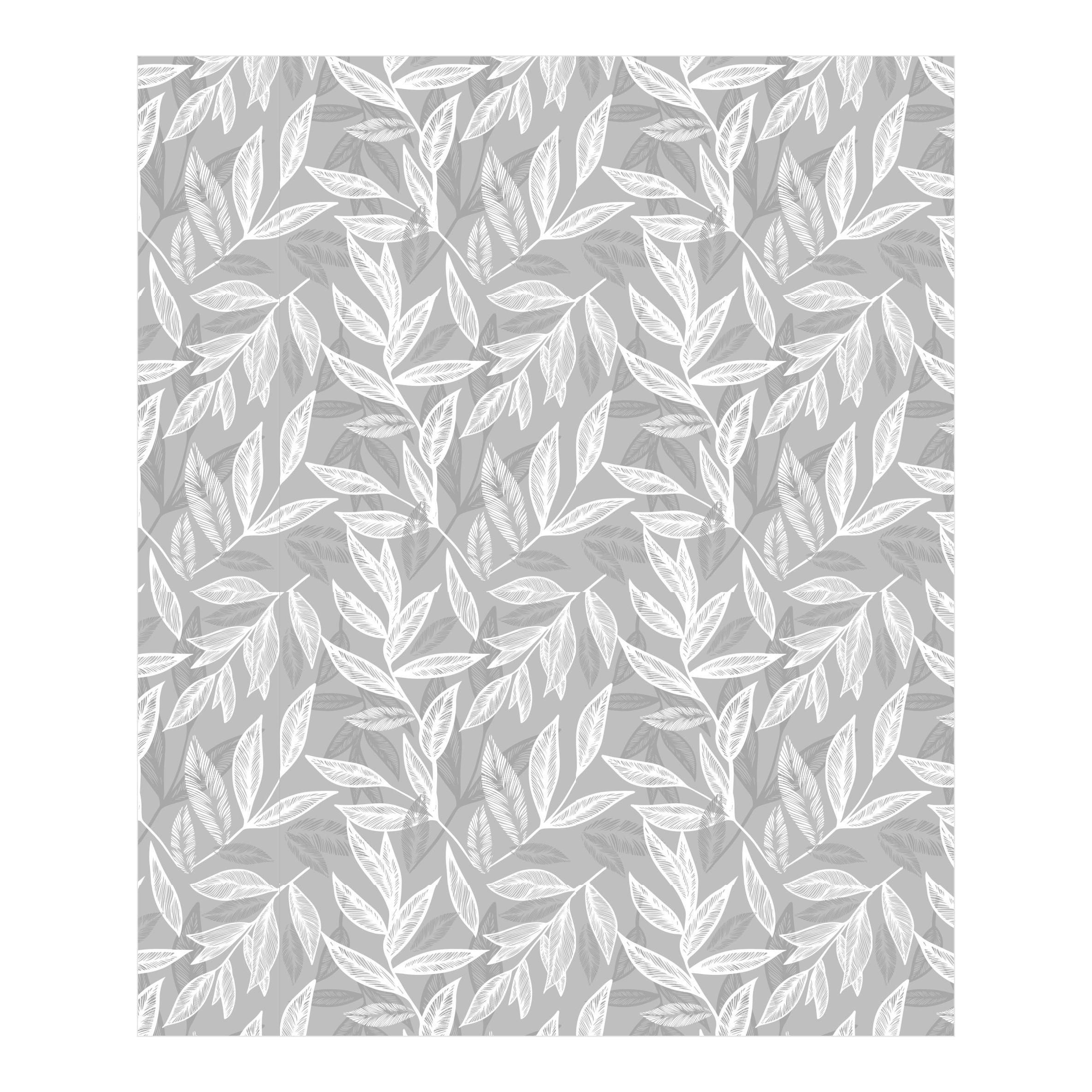 Estor Enrollable Decorativo Hojas Blancas Fondo Gris - Tejido Translúcido u Opaco - Fabricado en España - Ideal para Salón, Dormitorio, Cocina o Baño  Estores Iroa