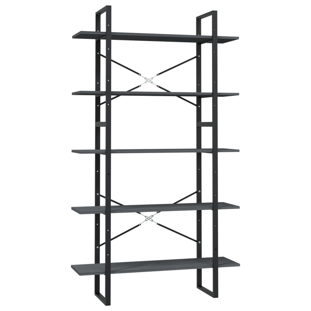 Estantería Vidaxl de Madera de Pino 5 Niveles 100x30x175 Cm Negro y Marrón Claro