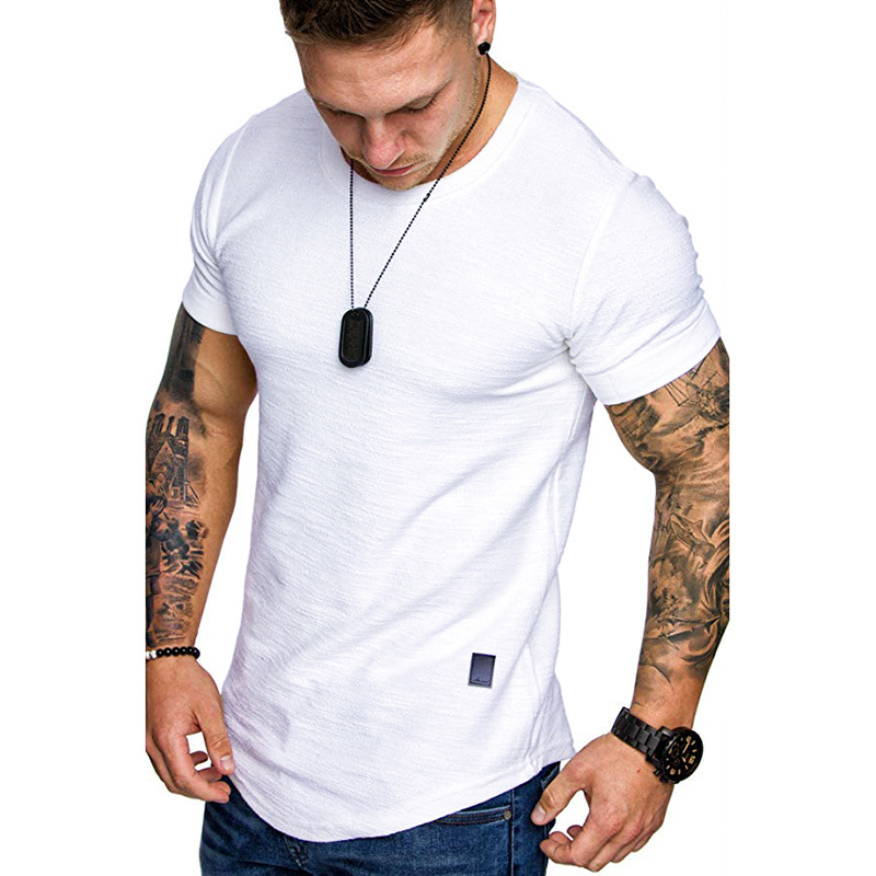 TK Camiseta de algodón de bambú para hombre, camiseta informal de manga corta con cuello redondo a la moda, tops para hombre