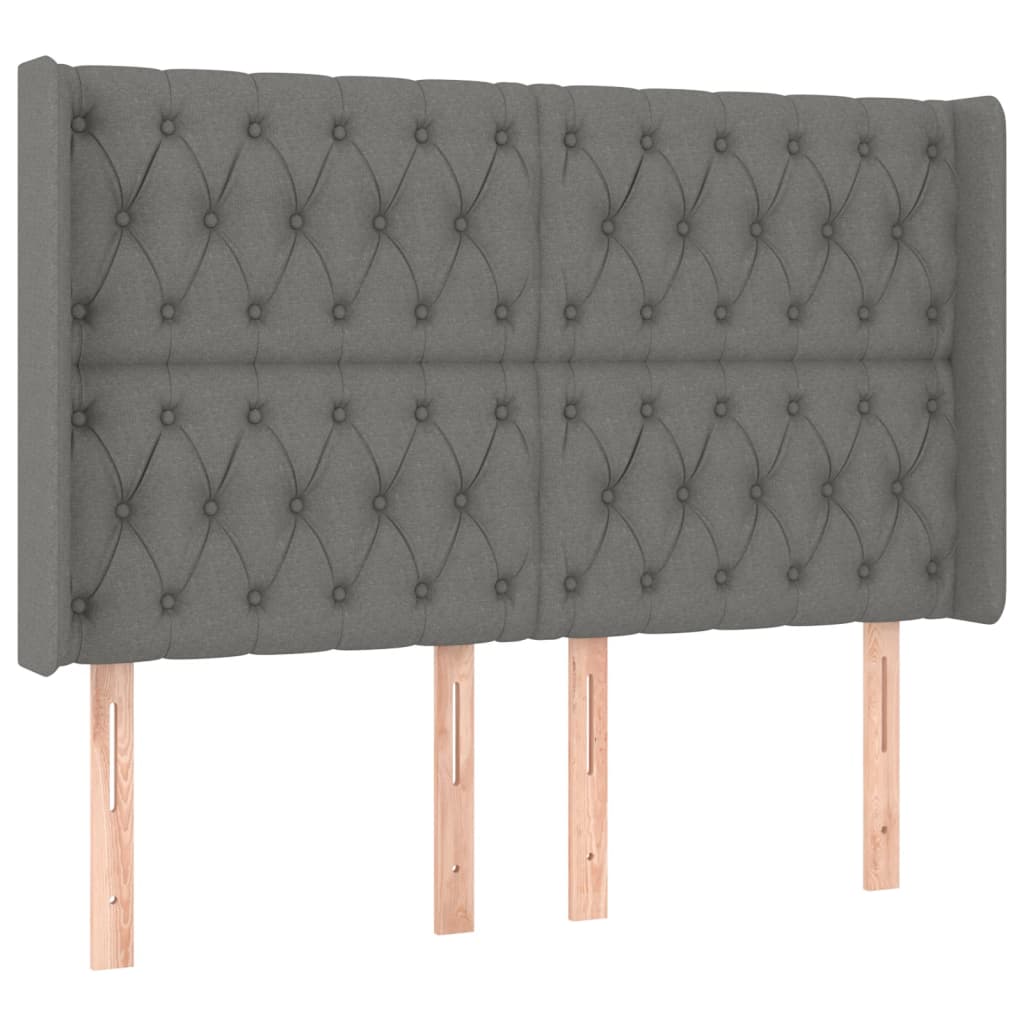 vidaXL Cabecero con LED de tela gris oscuro 163x16x118/128 cm