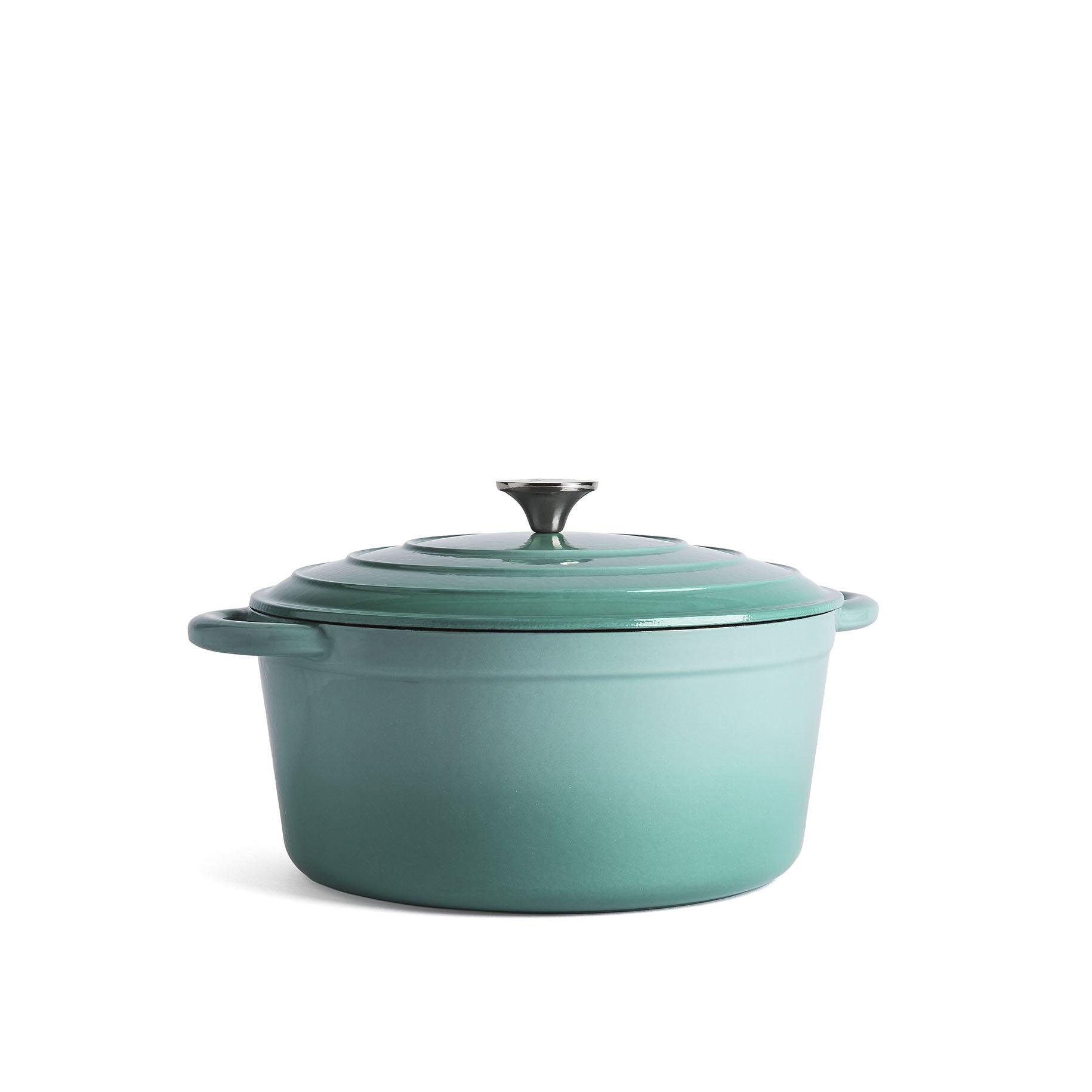 Jernverket – Olla Grande de Hierro Fundido con Tapa, 7 Litros, 29 cm de diámetro, Retro Verde