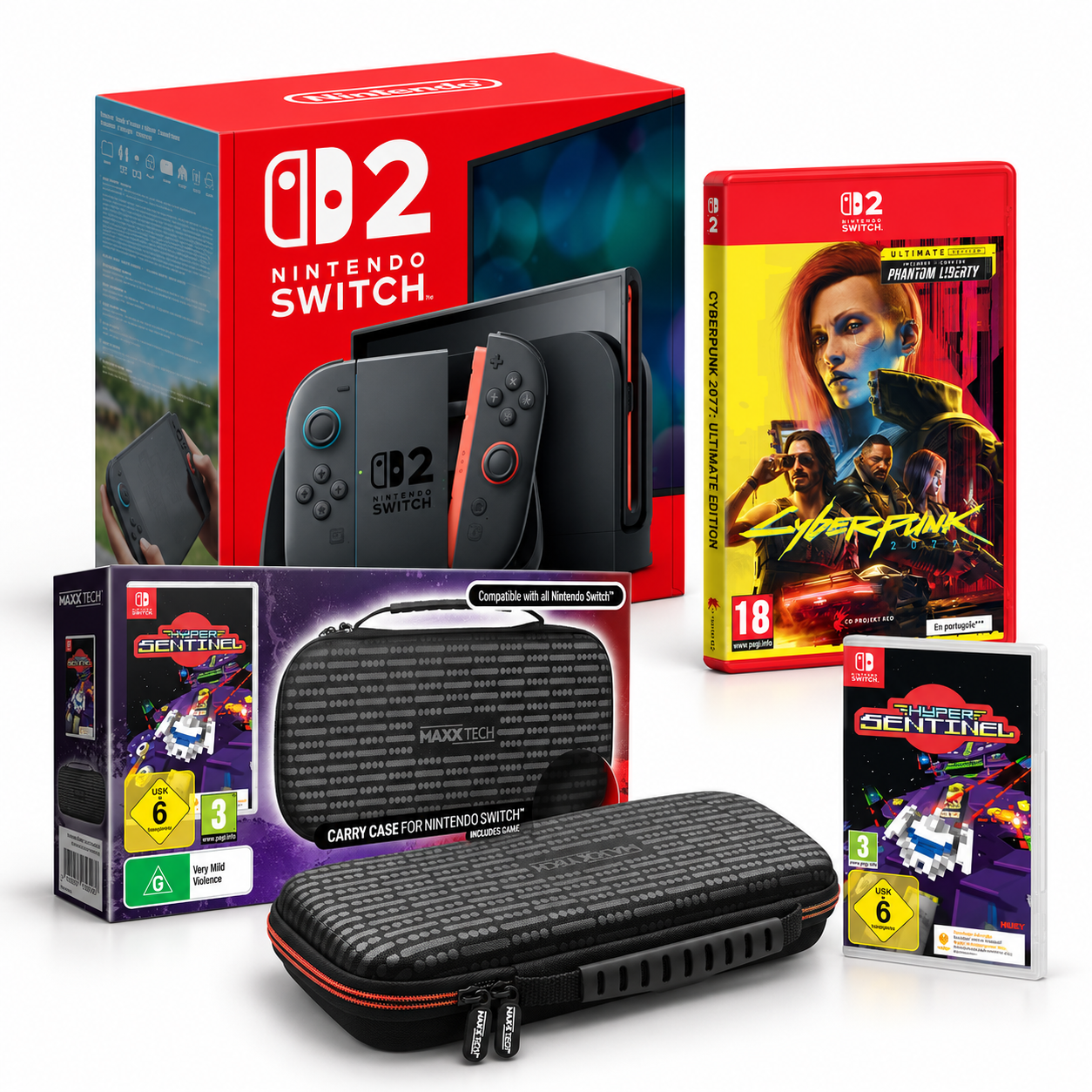 Pack Nintendo Switch 2 + Cyberpunk 2077 Ultimate + Funda + Hyper Sentinel