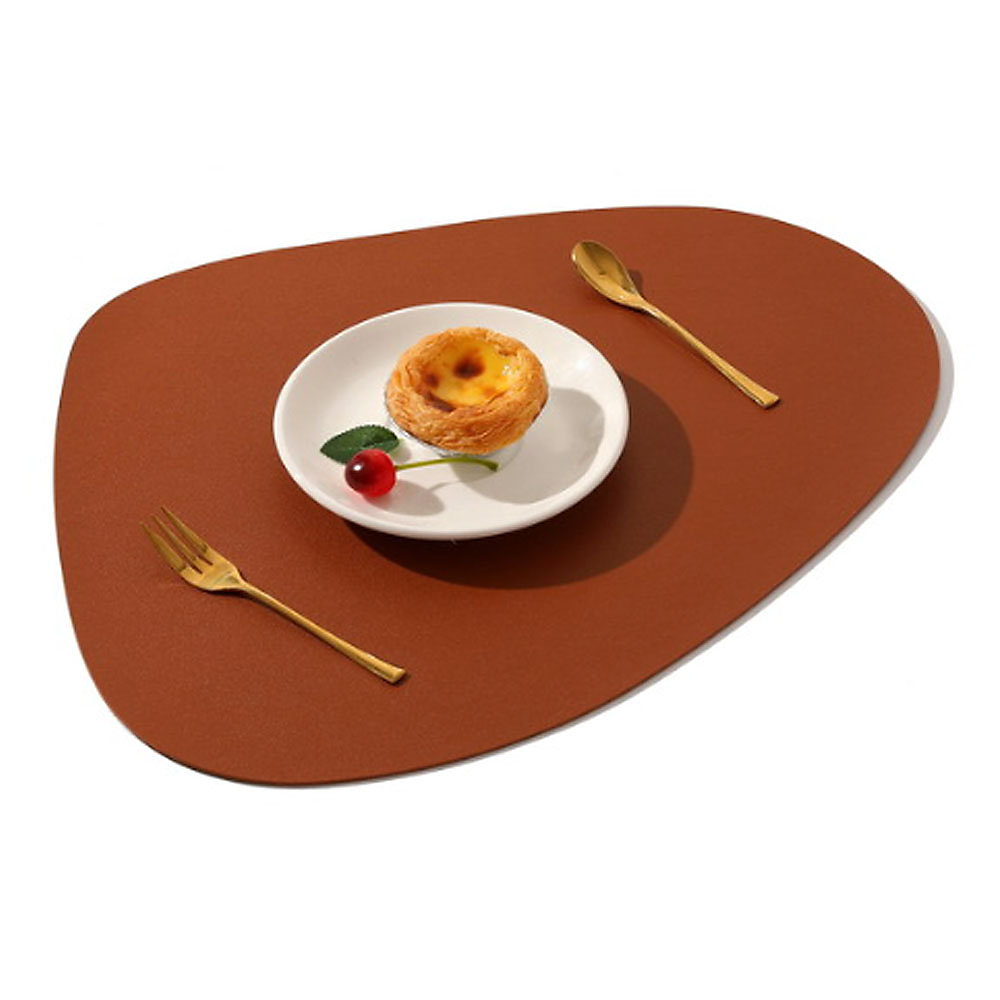 CA Juego de 4 manteles individuales de cuero marrón, lavables y antideslizantes para restaurante