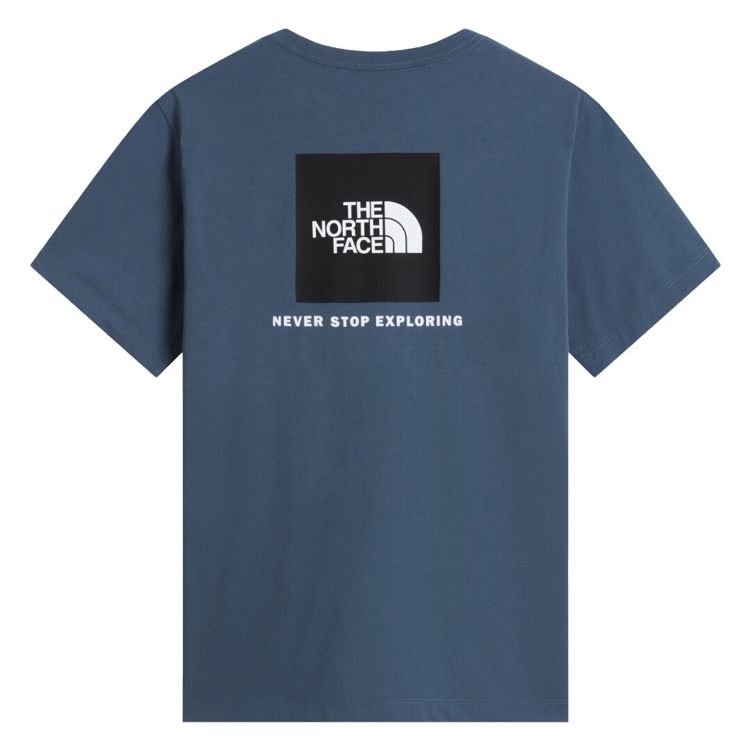 Camiseta Azul The North Face recta NSE Box Evolution Granite Grey con Cuadro Never Stop Exploring