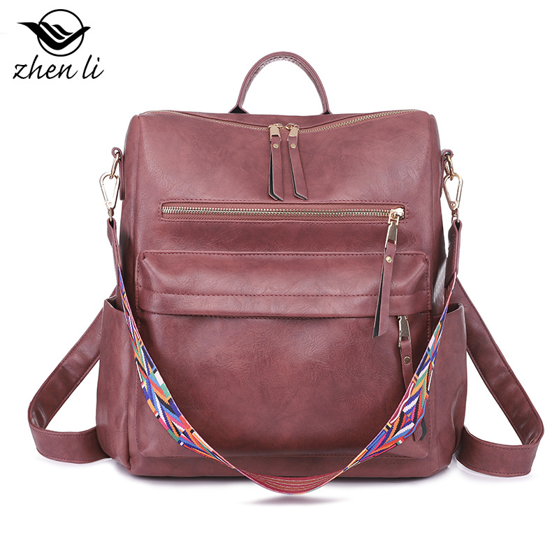 Mochila de moda para mujer, bolso de hombro multifuncional de cuero para mujer, bolso de viaje, bolso de mano