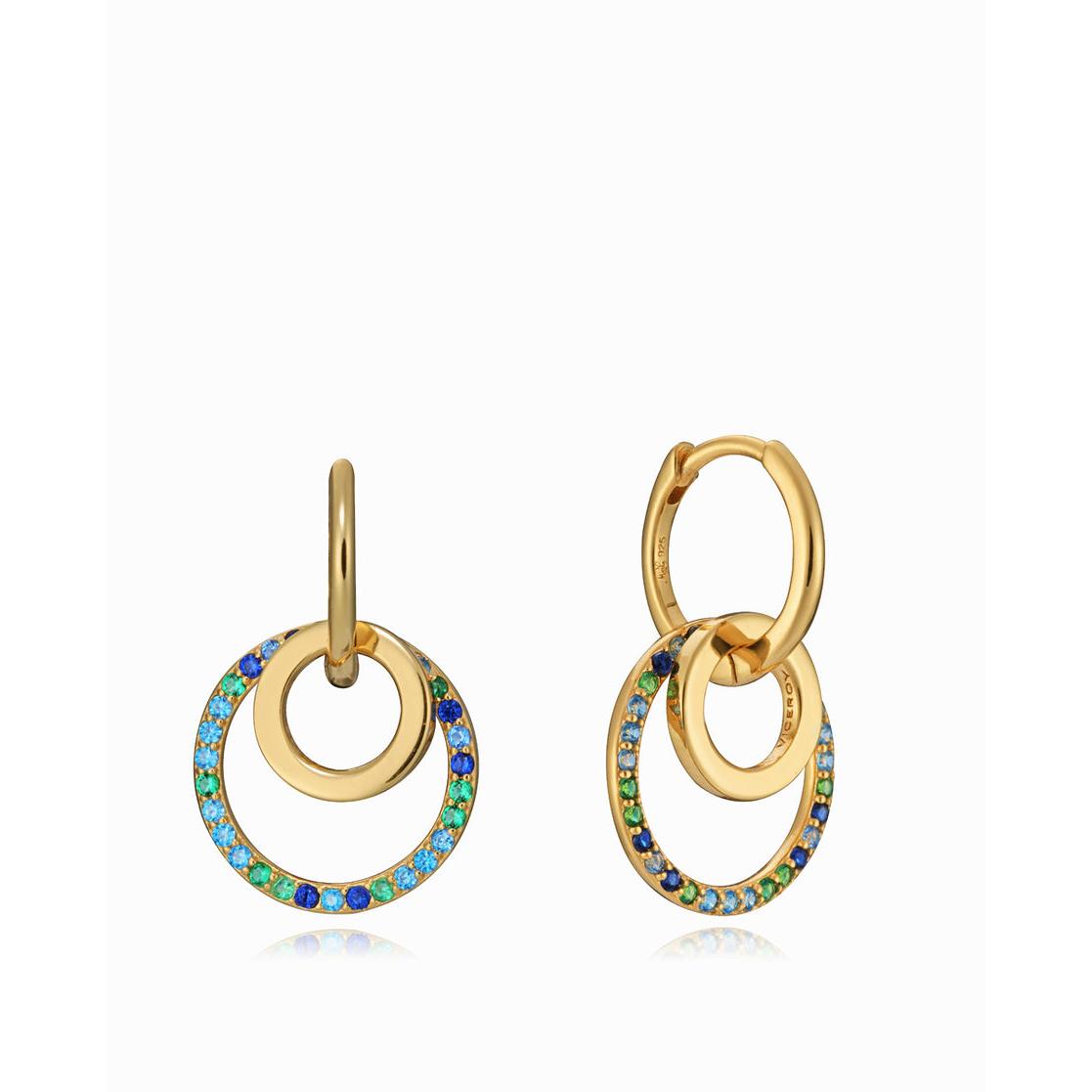 Pendientes Viceroy Elegant de Plata de Ley con Baño de Oro y Circonitas Verdes