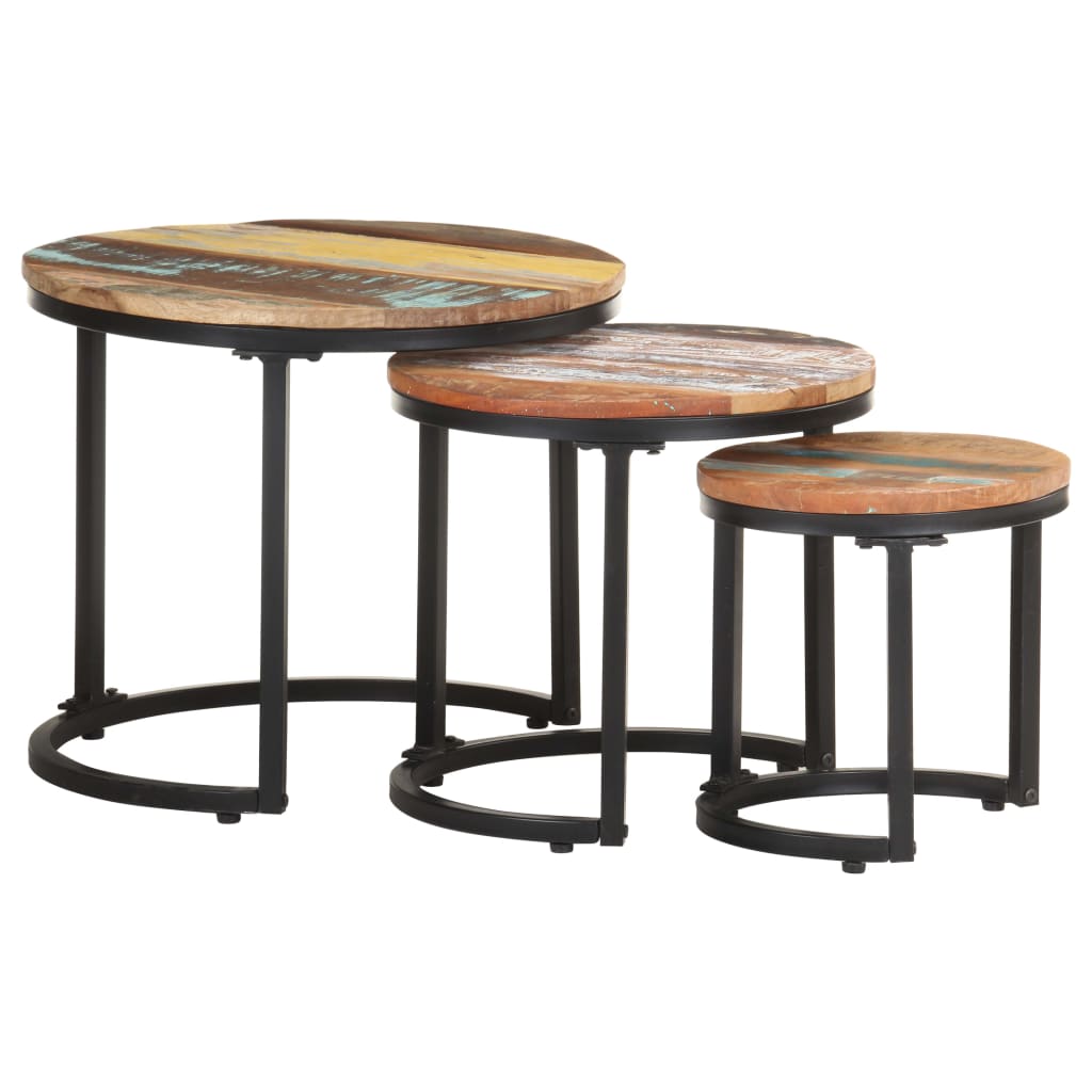 Mesitas Auxiliares Vidaxl de Madera Maciza de Acacia/mangi Rugosa/reciclada