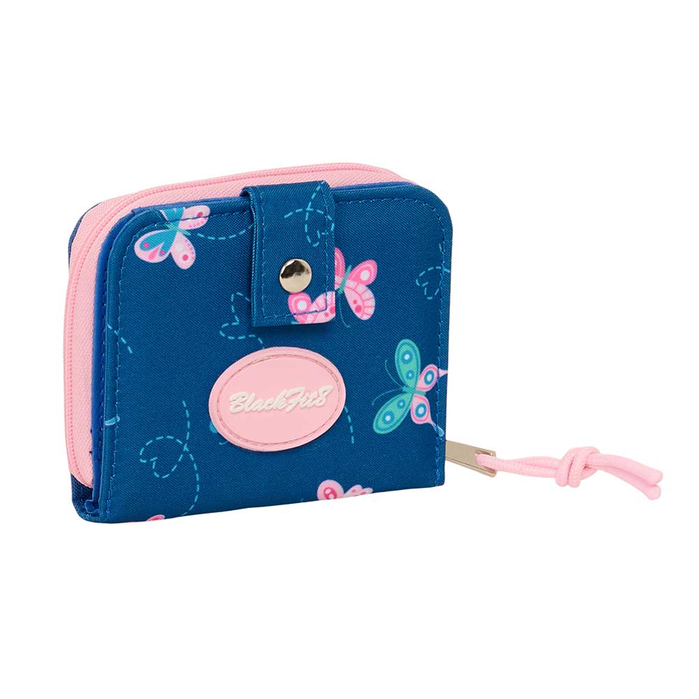 SAFTA | Monedero Portamóvil Blackfit8 Organizador Escolar con Cordón Ajustable para Colgar, Cremallera Principal con Doble Tirador, Fondo Interior Semirrígido Extraíble, Escolar Juvenil, Azul y Rosa