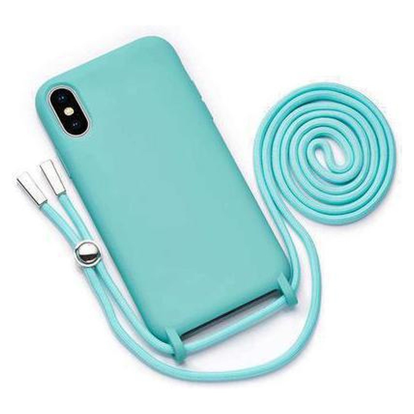 Funda colgante con cuerda para iPhone 12 mini silicona premium turquesa