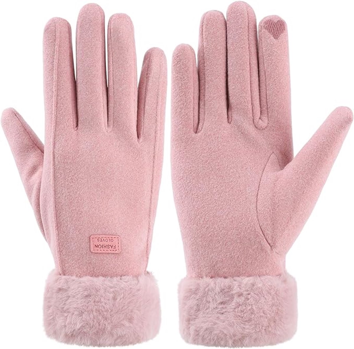 thermo handschoenen，Warme winterhandschoenen voor dames, met fleecevoering, touchscreen-functionaliteit, roze.
