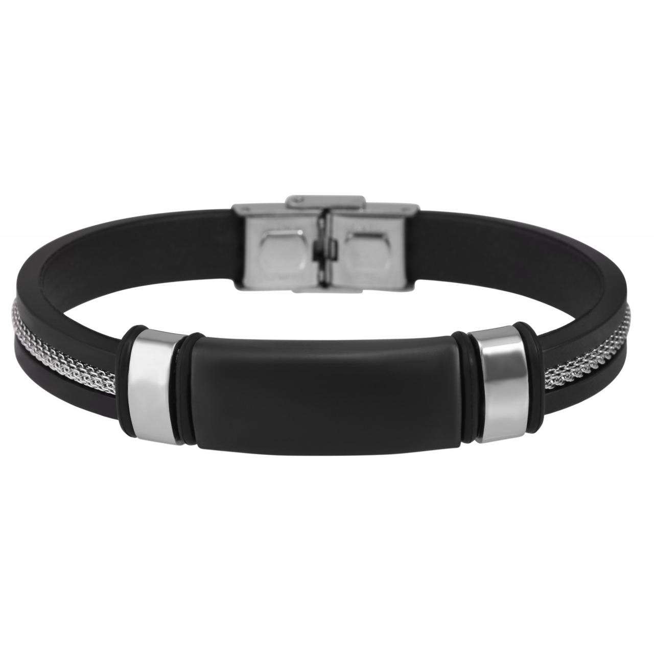 Akzent® Pulsera "Milen" em Silicone e Aço Inoxidável - 0206