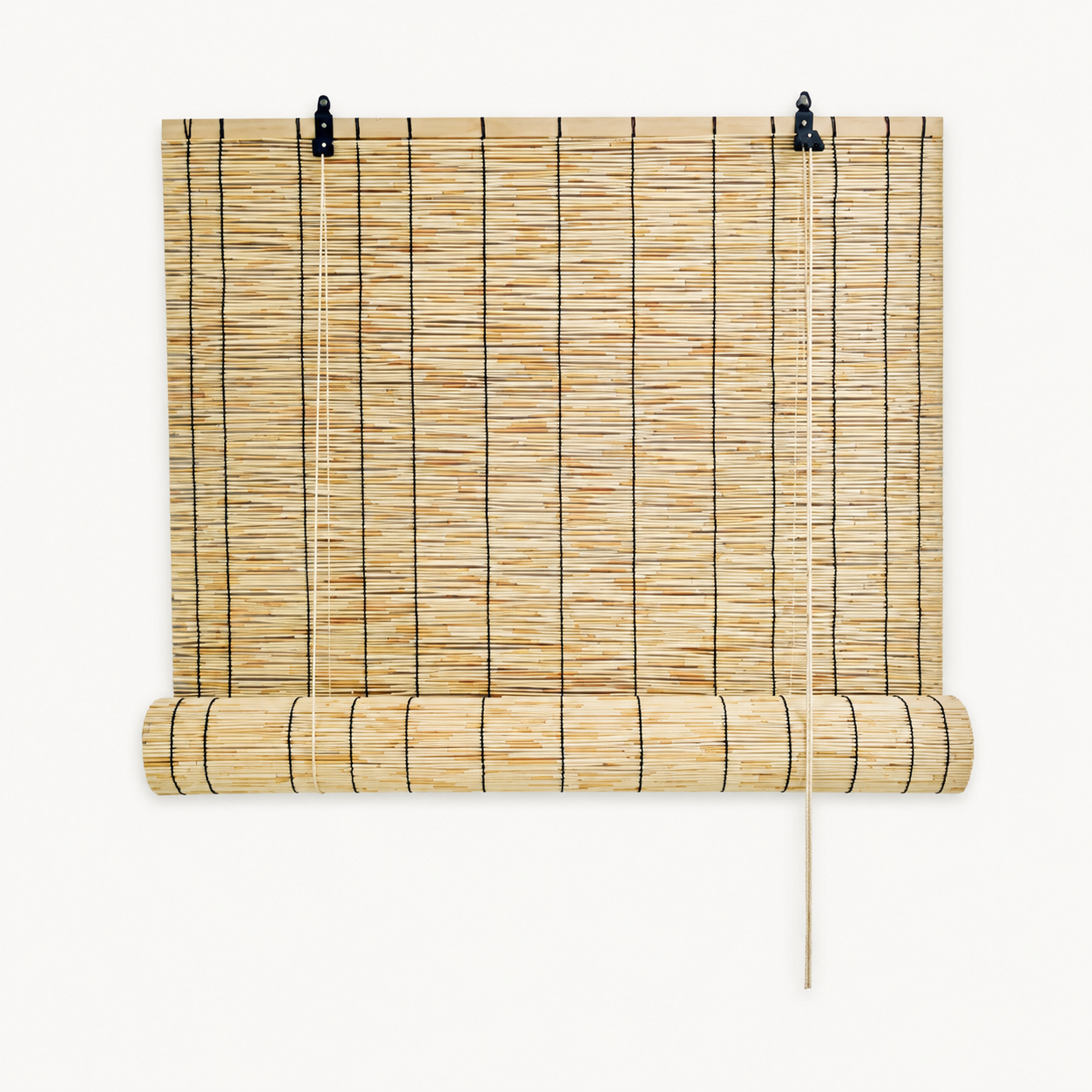 Persiana enrollable de bambú natural con cordón, disponible en 3 tamaños