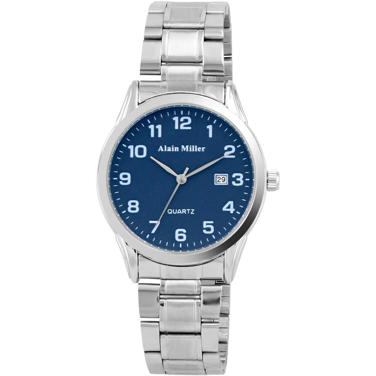 Reloj Alain Miller® Hombre Azul com Data em Aço Inoxidável - 0104