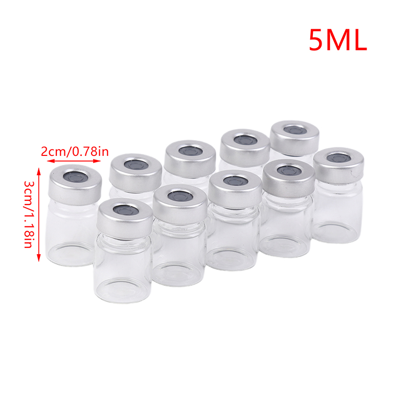 TK 10 Pcs Vial De Vidrio Transparente Con Porta Inyección Auto Curado Vials De Almacenamiento Para Viajes 5/10/20ml