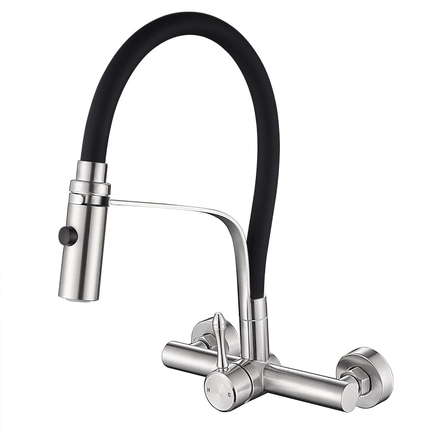 TK Grifo de Ducha para fregadero de Cocina, montado en la pared, 2 Modelos, Grifo de Agua fría y Caliente, Grifo para baño, Grifos con rotación de 360