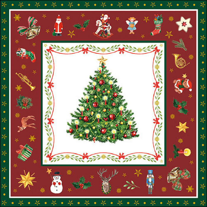 Ambiente, paquete de 20 servilletas de papel decoradas 33x33cm con estampado de navideño. Navidad