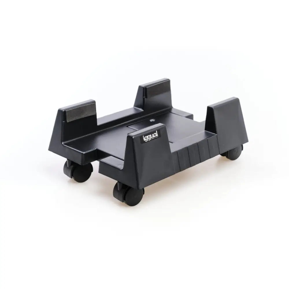Iggual - Soporte ajustable para torre de CPU SOP1 con ruedas (2 bloqueables), ancho regulable 15-26 cm, protección contra polvo y organización bajo escritorio