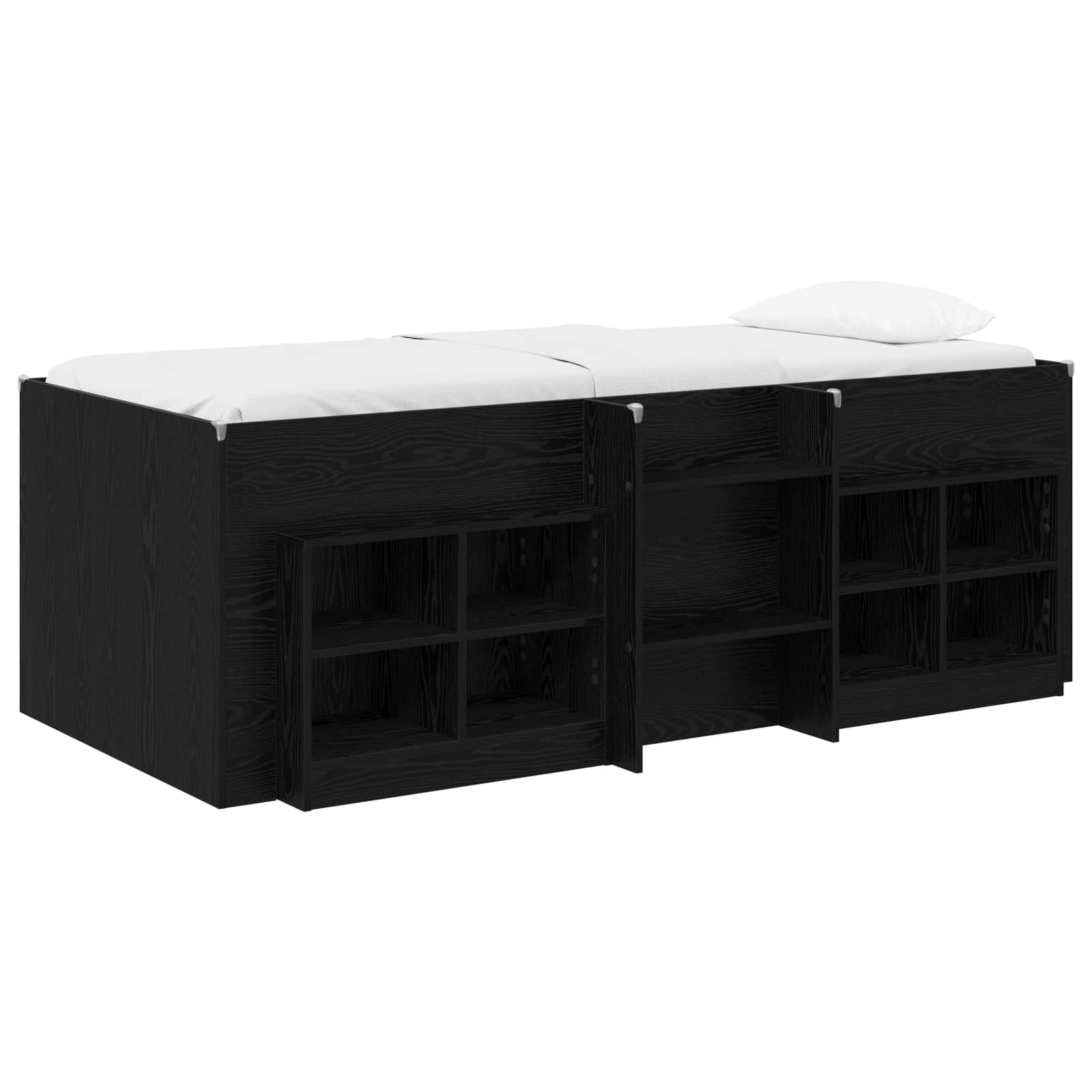vidaXL Marco de cama loft con armario con estante 3 uds. 98.5 x 200 cm Multicolor