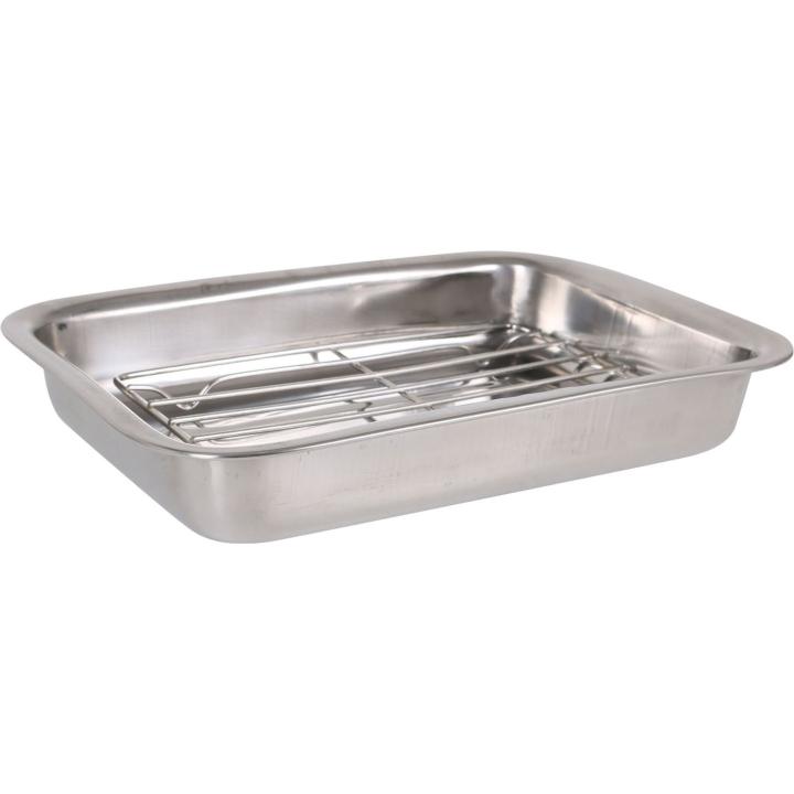 Quttin - Bandeja Rectangular de Acero con Grill 27.5x20cm Privilege - Resistente y Duradera - Fácil Limpieza - Ideal para Horneado y Servir | AmyStyle