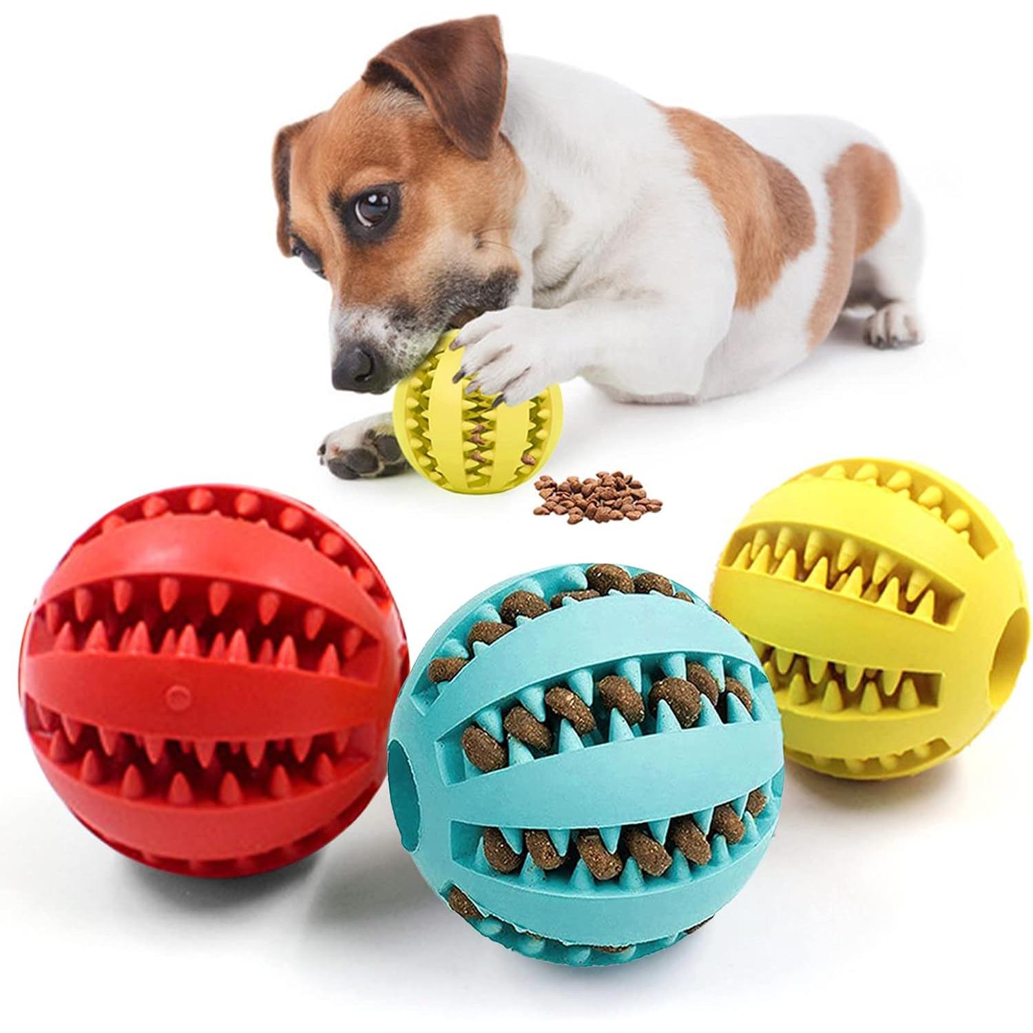 3PCS Juguetes Interactivos para Perros 5 cm Pelota Dental Perro Juego Dispensador de Golosinas para Mascotas