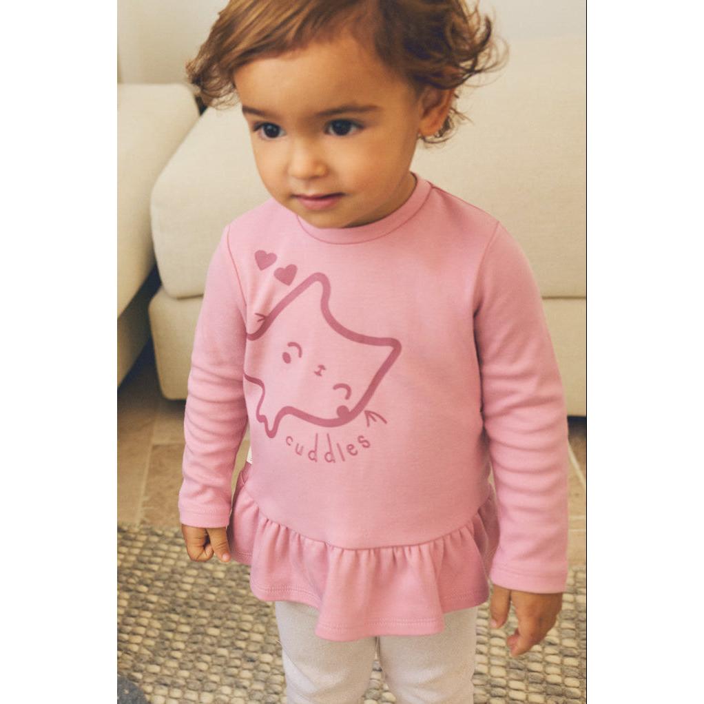 Ysabel Mora - Conjunto bebé sudadera con volante y pantalón dibujo gatito