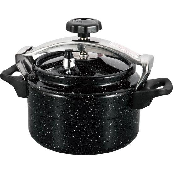 Olla a presión Royal Swiss® de 5-7-11 L, negra, con revestimiento antiadherente de mármol, apta para todo tipo de fuegos, incluida la inducción
