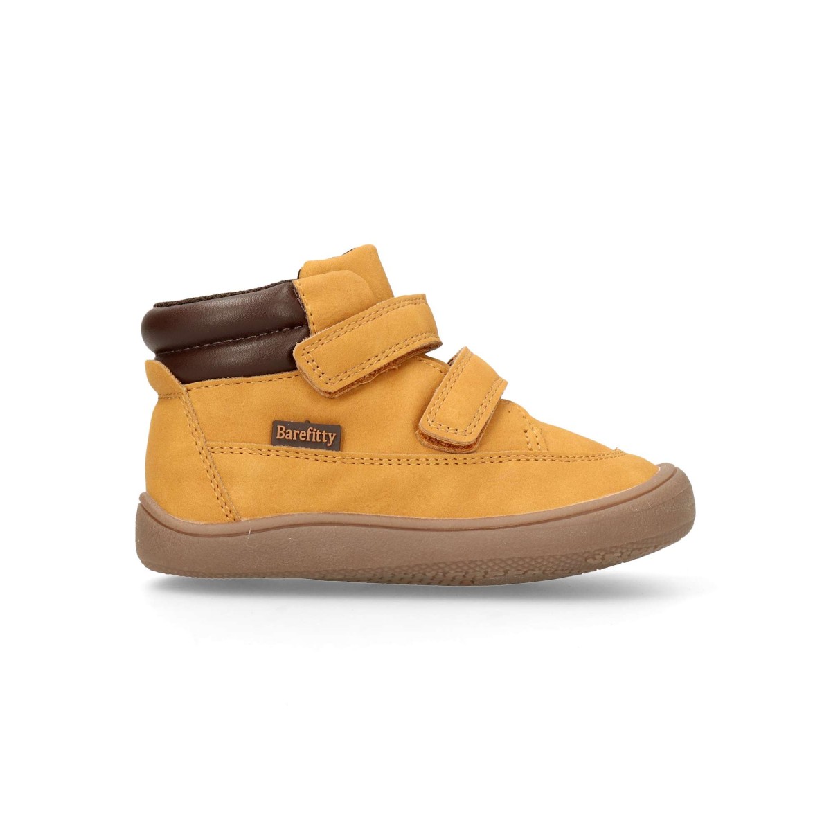 Peke's by Vanessa - Botines barefoot niño casual de piel sintética con cierre doble adherente y suela flexible color camel