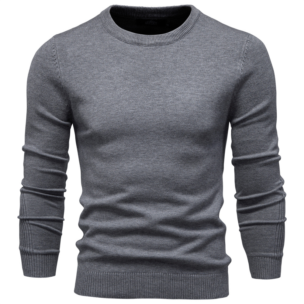 TK Suéter de punto grueso de cuello redondo y corte ajustado para hombre, ideal para otoño/invierno.