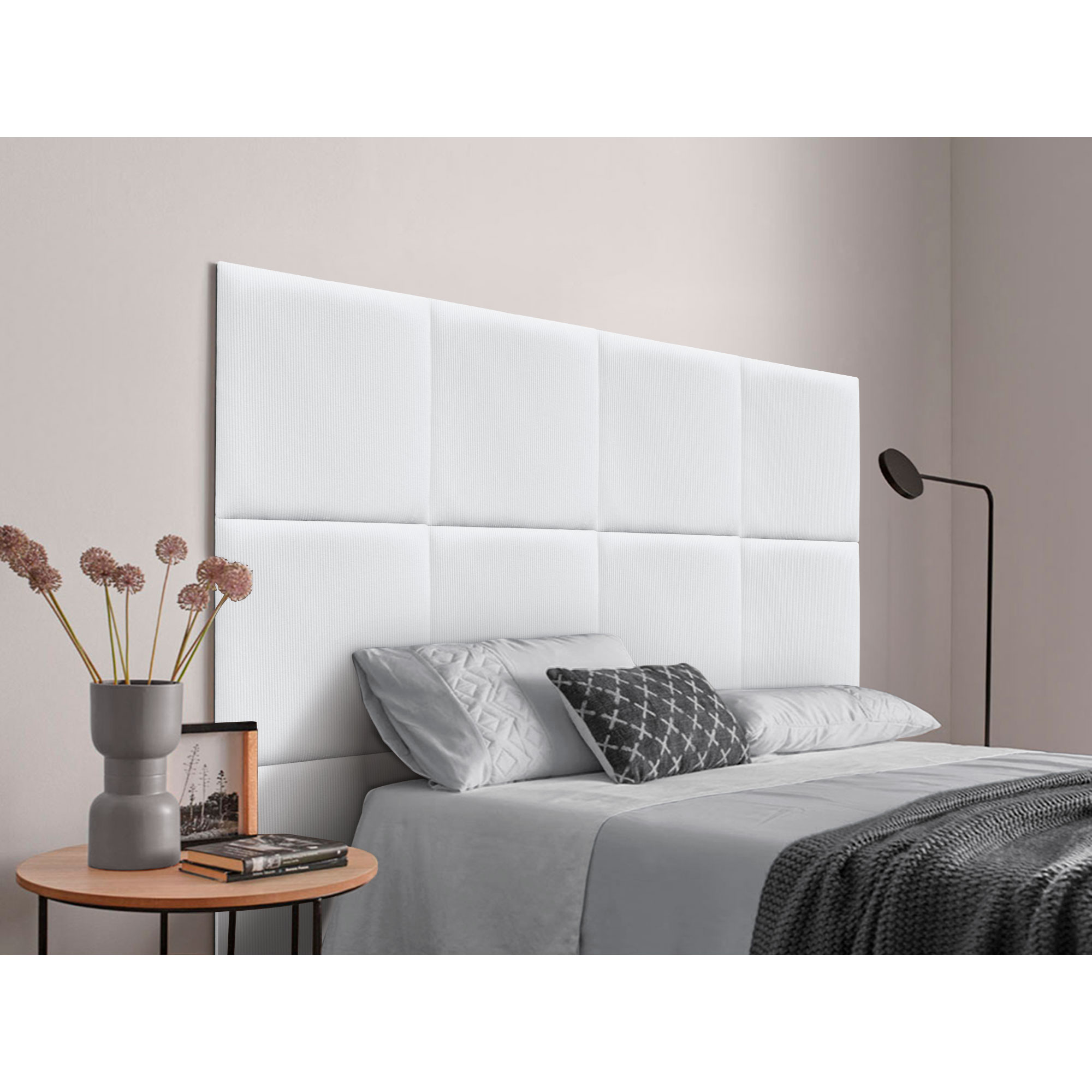 DHOME Cabecero Tapizado Compuesto de Paneles Autoadhesivos Intercambiables de Pana Premium Cama Lujo Dormitorio Acolchado Segunda Gama de Colores