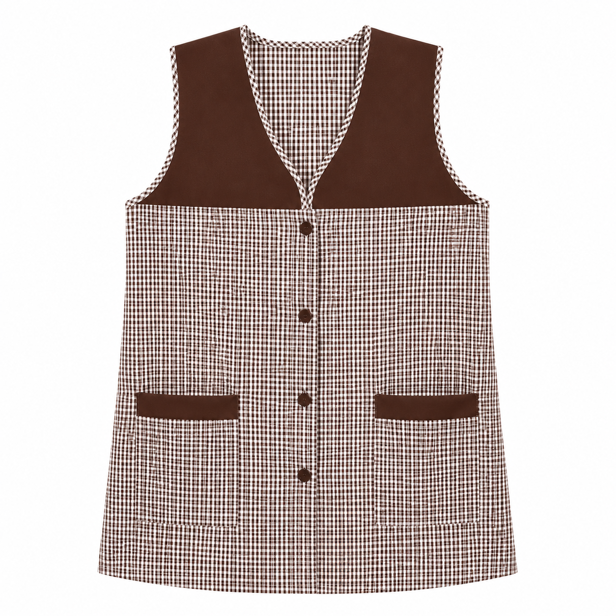 Bata de Limpieza para Mujer con 2 Bolsillos, Casaca de Trabajo sin Mangas con Botones, Uniforme para Cocina, Limpieza, Hostelería, Peluquería, Guardería y Servicio Doméstico, Tallas S-XXXL
