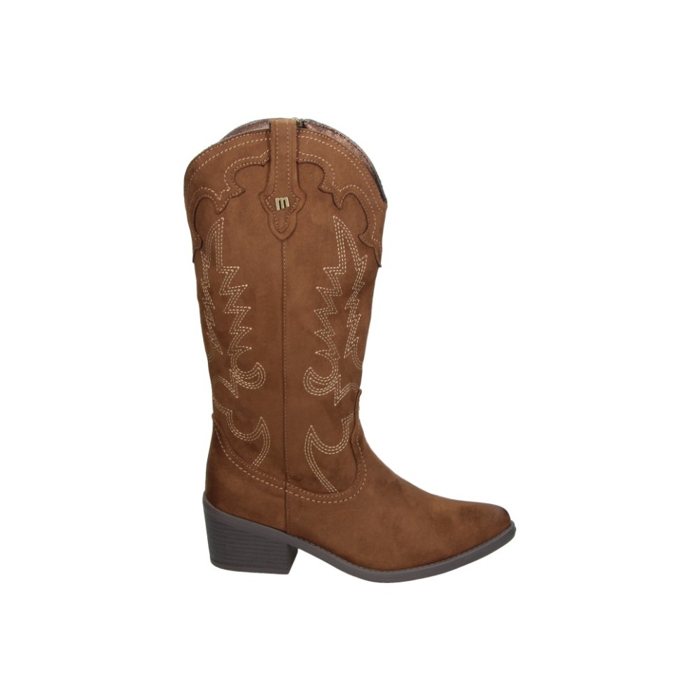 MUSTANG | Botas Cowboy Tanubis Mustang MTNG para Mujer – Bota Camel de Caña Alta con Tacón Ancho, Bordados Western, Cremallera Lateral, Tirador, Punta Estilizada y Estilo Campero – Modelo 55973