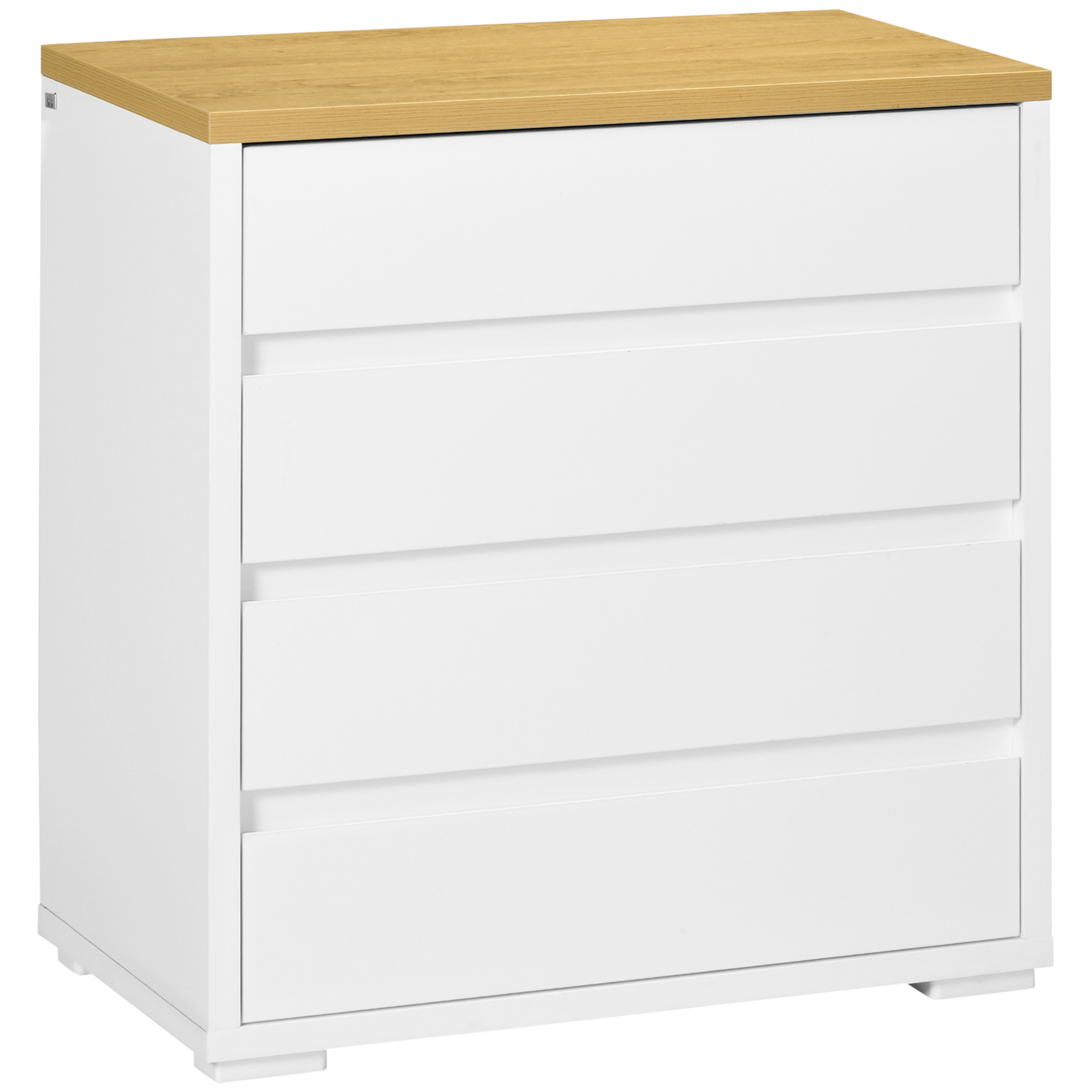 HOMCOM Cómoda 4 Cajones, Cómoda Dormitorio sin Tiradores, Cajonera para Salón, Oficina, Estilo Moderno, 70x37x75 cm, Blanco