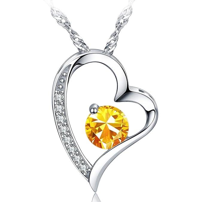 Collar con colgante de amor para mujer, revestimiento S925, joyería con piedra natal 5A, regalo para mamá y amante