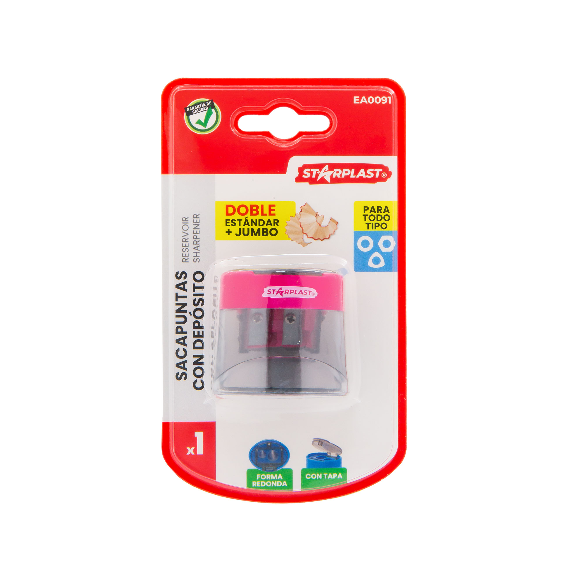 Sacapuntas Depósito Starplast - 4 Colores Básicos, Doble Agujero