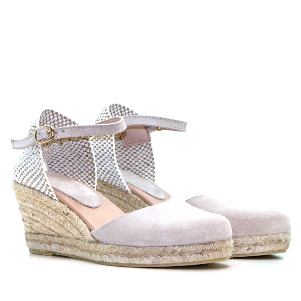 Sandalia Mujer Helene Rouge Nira Nude con Plataforma de 65mm y Tacón Medio, Piel Serraje y Suela de Goma, Elegancia y Comodidad para la Temporada V24 - Disponible en Tallas 35 a 42 - Diseño Versátil c