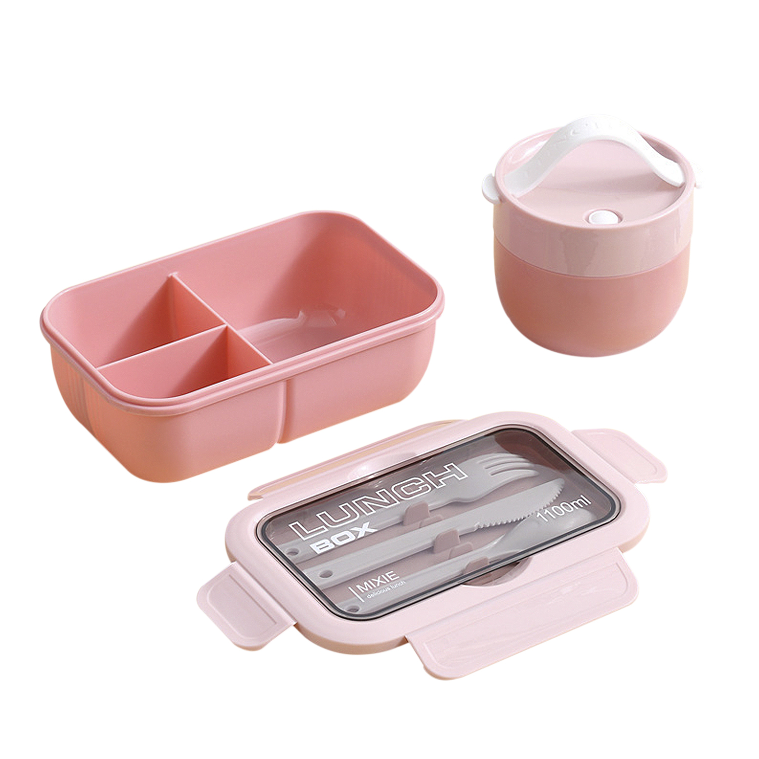 DAM. Fiambrera hermética apilable para guardar alimentos, de 1100ml, incluye tazón con tapa y cubiertos. 21x13x7,5 cm.
