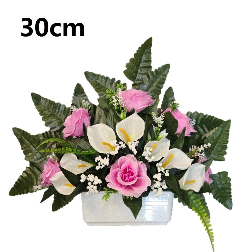 Flores artificiales para cementerio,Centro Flores para santos duraderas de tela con maceta,Gerimport,Envios desde España