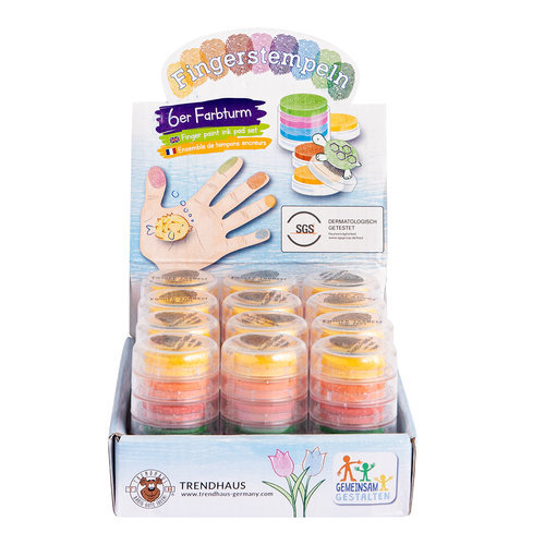 TRENDHAUS SET TAMPON DE TINTA PARA DEDOS 6 COLORES TAMPON 3x3x6 Cms.