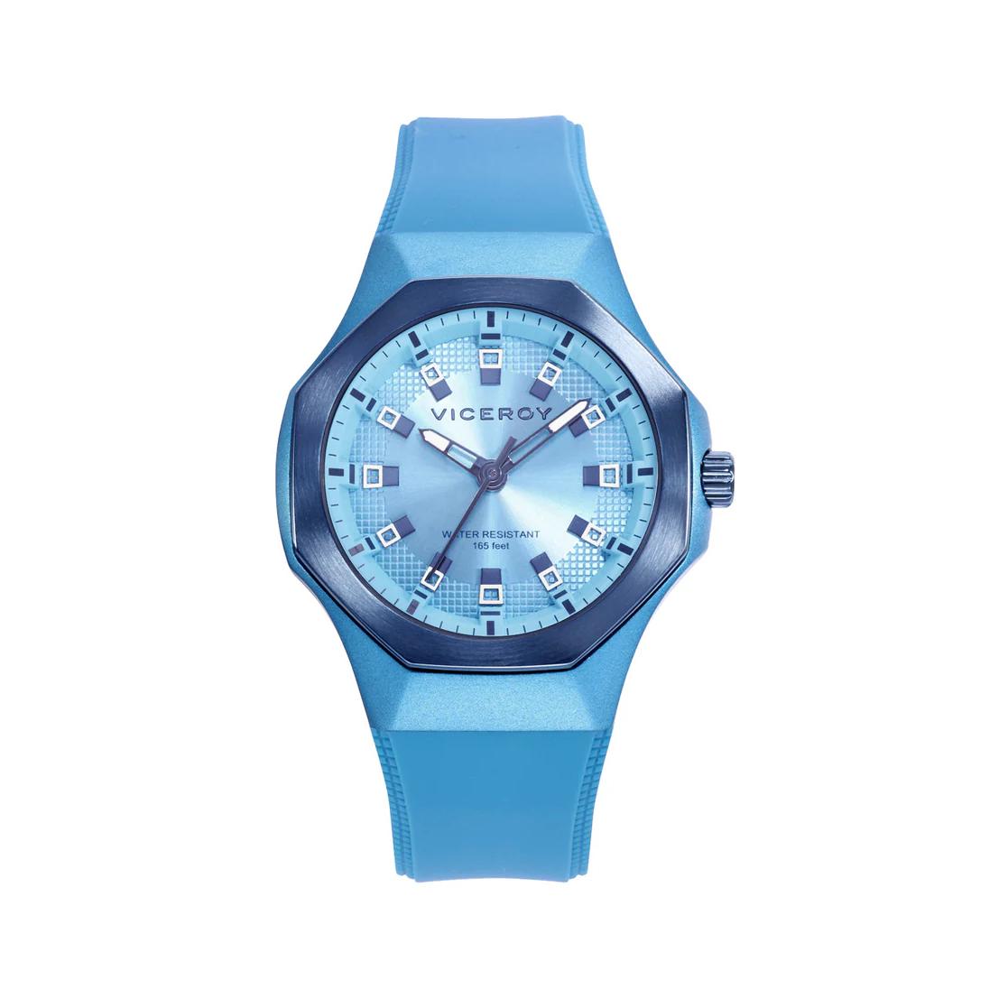 RELOJ VICEROY MUJER CAJA DE ALUMINIO AZUL CON BISEL DE ACERO IP AZUL, 5 ATM, CORREA DE SILICONA AZUL, MOVIMIENTO DE CUARZO Ref: 401232-37