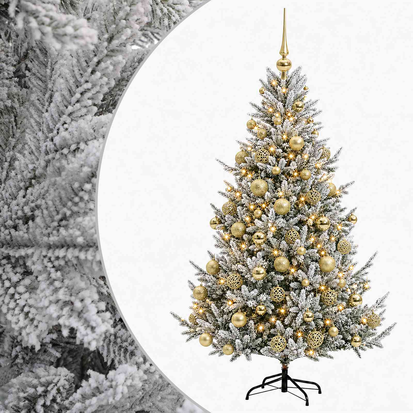 vidaXL Árbol de Navidad artificial con bolas 210 cm 300 LED Multicolor