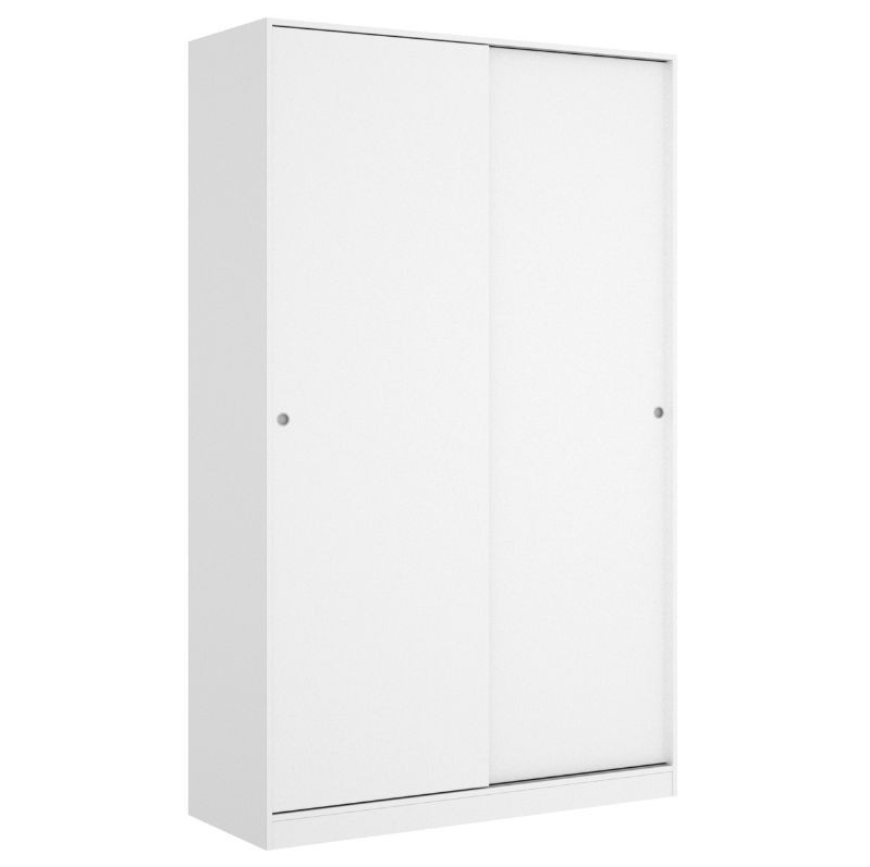 MOBELCENTER -  Armario 2 Puertas Correderas con 3 estantes y Barra de Colgar, Blanco Mate, Medidas: Ancho: 120 cm x Fondo: 50 cm x Alto: 204 cm (1353)