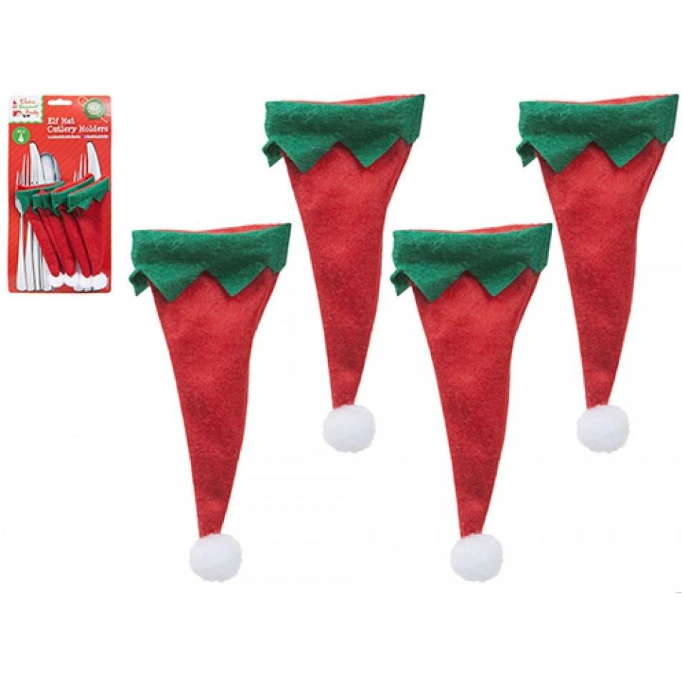 Elfo Cobertura para 2 sillas y 4 patas de mesa de Elfos,y funda para cubierto,,color rojo,navidad,