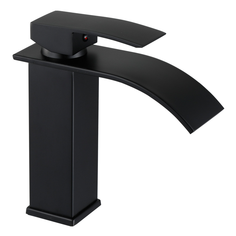 CA Grifo para Lavabo en Cascada Negro | Cartucho de Cerámica | Elegant Diseño